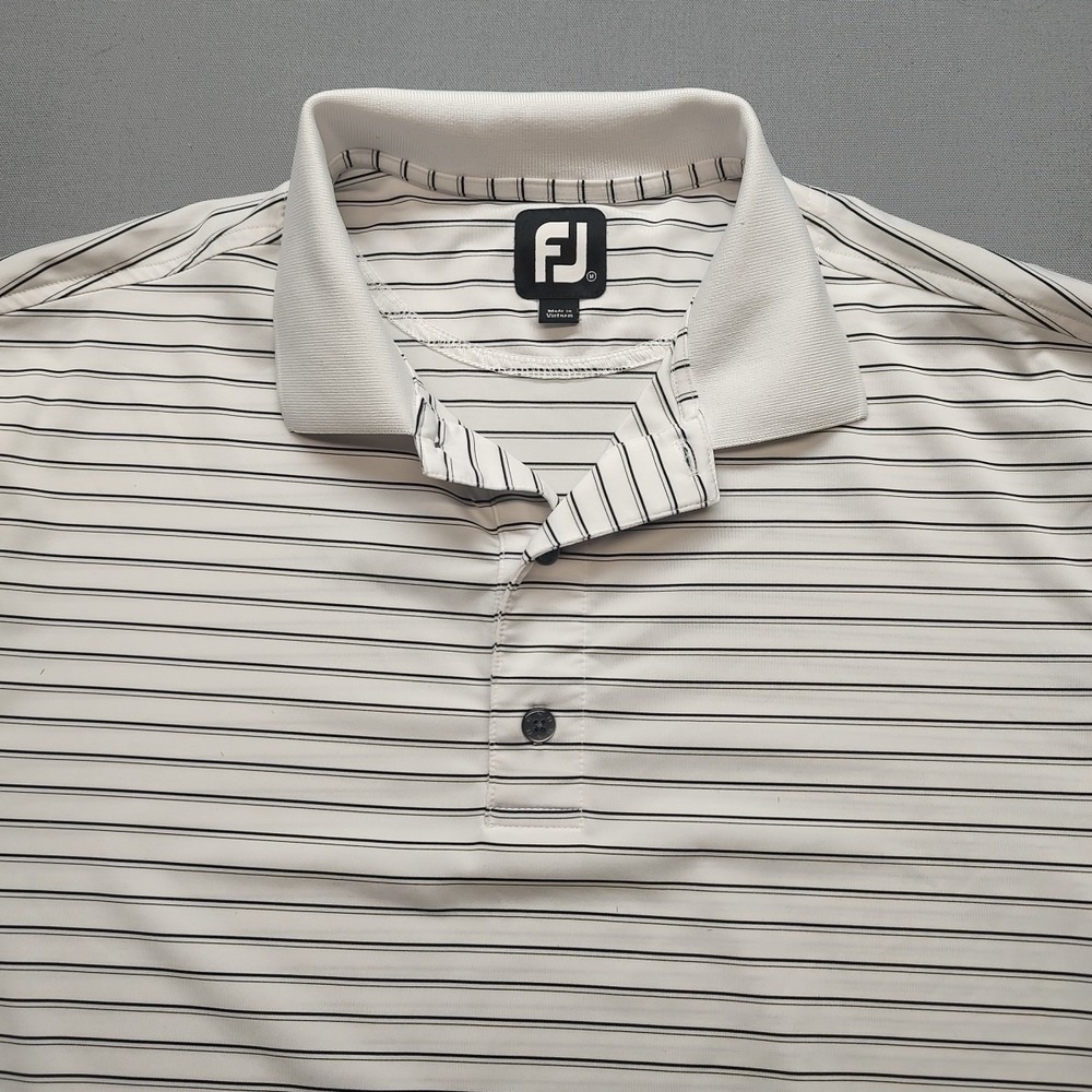 Fj Men's White‎ Polo With Stripes Size Large